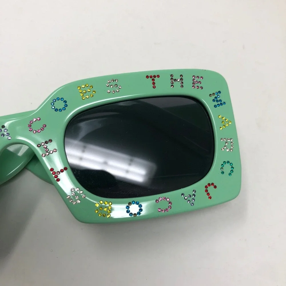 Marc Jacobs 488/S Sunglasses Green Hard‎ Case Rhinestone Logo Retro